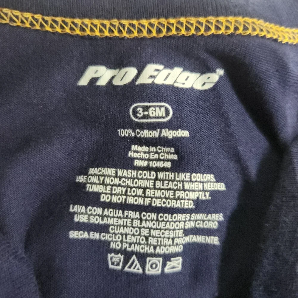 Pro Edge NAU MVP Infant Bodysuit 3-6M Navy White 100% Cotton Graphic Print Baby